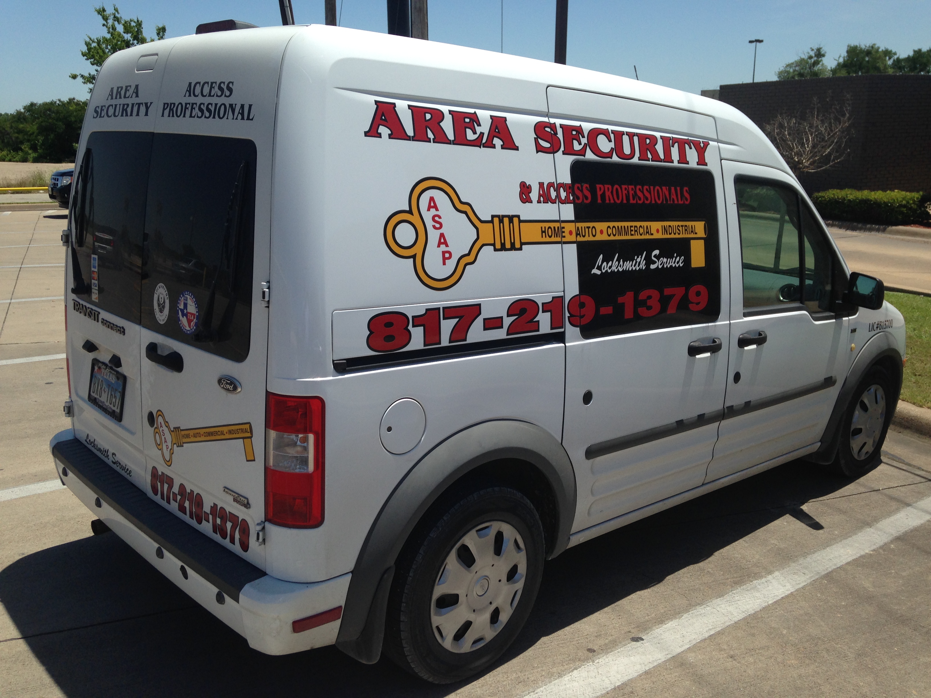 Area Security & Access Professionals Locksmith LLC service van, the vehicle our mobile locksmith drives to homes and businesses across Hood County, TX